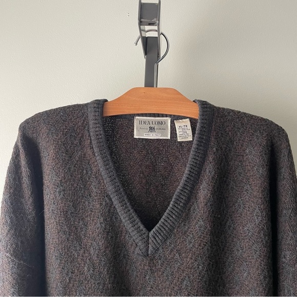 Vintage Idea Uomo Italian Wool Vneck Grandpa Dad Vneck Knit Sweater Mens Size XL - Picture 5 of 6